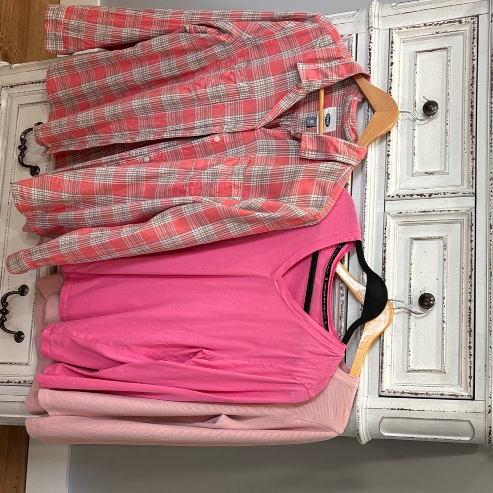 Old Navy Pink Plaid Button Down Shirt